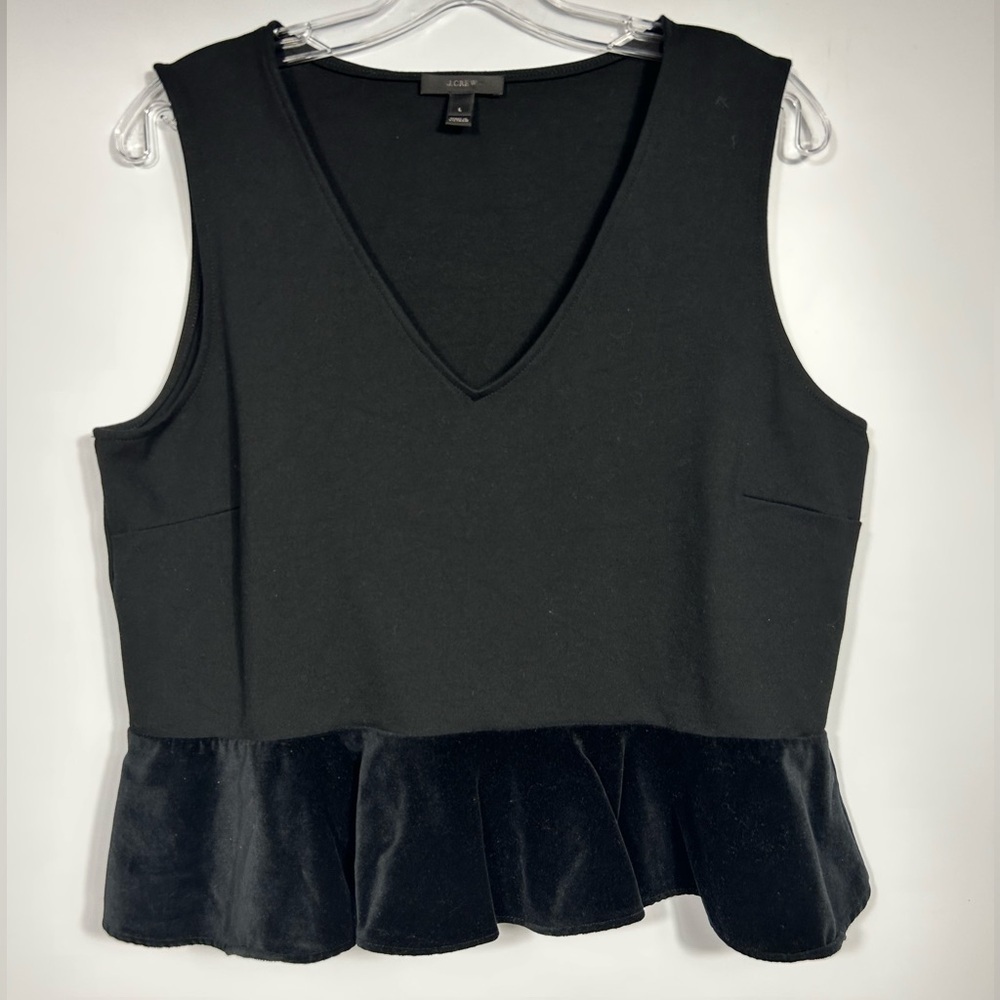 J.Crew V-neck Peplum Scuba/Velvet Blouse - Picture 3 of 9